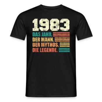 Jahrgang 1983 40 Jahre 40. Geburtstag - Männer T-Shirt - Schwarz - Vorne - AI Model Male 178 light (178cm)