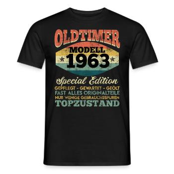 Oldtimer 1963er Modell 60 Jahre Männer - Männer T-Shirt - Schwarz - Vorne - AI Model Male 178 light (178cm)