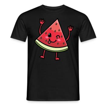 Émoticône de pastèque Melon Fruit Kawaii - T-shirt homme - noir - Devant - AI Model Male 178 light (178cm)