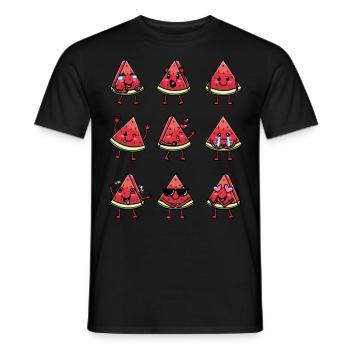 Pastèque Melon Emoticon Fruit Kawaii - T-shirt homme - noir - Devant - AI Model Male 178 light (178cm)