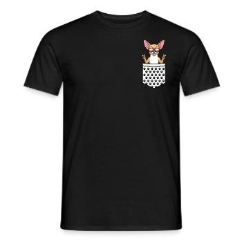 Chiweenie chien avec lunettes de soleil dans le sac - T-shirt homme - noir - Devant - AI Model Male 178 light (178cm)