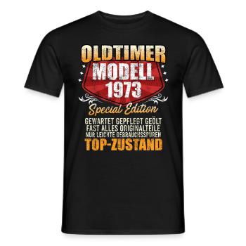 50. Geburtstag Oldtimer Modell 1973 50 Jahre - Männer T-Shirt - Schwarz - Vorne - AI Model Male 178 light (178cm)