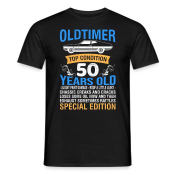 Oldtimer 50 ans 50e anniversaire hommes hommes - T-shirt homme - noir - Devant - AI Model Male 178 light (178cm)