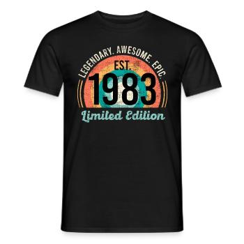 40e anniversaire né en 1983 fête d’anniversaire - T-shirt homme - noir - Devant - AI Model Male 178 light (178cm)