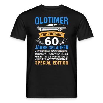 Oldtimer 60 Jahre alt 60. Geburtstag - Männer T-Shirt - Schwarz - Vorne - AI Model Male 178 light (178cm)