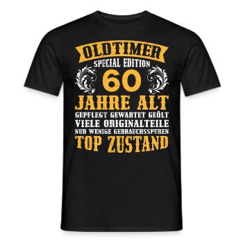 Oldtimer 60 Jahre alt 60. Geburtstag - Männer T-Shirt - Schwarz - Vorne - AI Model Male 178 light (178cm)