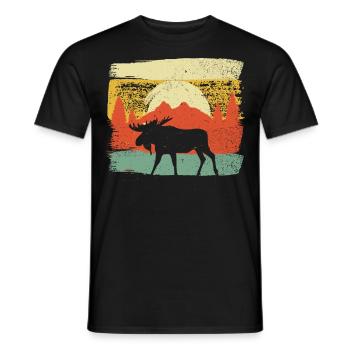Vintage Elk Hunting Retro Huntsman Hunter Wildlife - Men's T-Shirt - black - Front - AI Model Male 178 light (178cm)