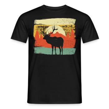 Vintage Deer Retro Huntsman Hunter - Men's T-Shirt - black - Front - AI Model Male 178 light (178cm)