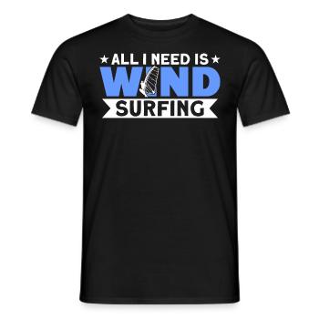 Windsurfing Board And Sail Windsurfing Gear Wind S - Men's T-Shirt - black - Front - AI Model Male 178 light (178cm)