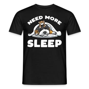 Bernedoodle dog sleeping with cuddly toy - Men's T-Shirt - black - Front - AI Model Male 178 light (178cm)