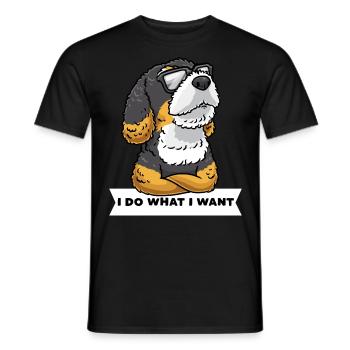Bernedoodle dog with sunglasses - Men's T-Shirt - black - Front - AI Model Male 178 light (178cm)