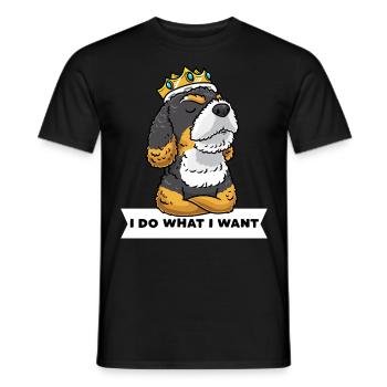 Bernedoodle dog with crown - Men's T-Shirt - black - Front - AI Model Male 178 light (178cm)