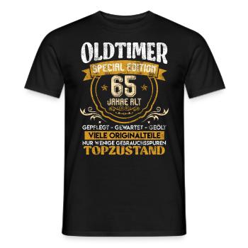 Voiture classique 65 ans 65 anniversaire - T-shirt homme - noir - Devant - AI Model Male 178 light (178cm)