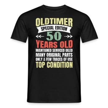 Oldtimer 50 ans 50e anniversaire hommes hommes - T-shirt homme - noir - Devant - AI Model Male 178 light (178cm)