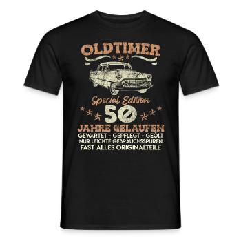 Oldtimer 50 Jahre gelaufen 50. Geburtstag - Männer T-Shirt - Schwarz - Vorne - AI Model Male 178 light (178cm)