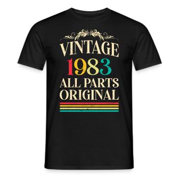 1983 Oldtimer toutes les pièces d’origine 40 ans - T-shirt homme - noir - Devant - AI Model Male 178 light (178cm)