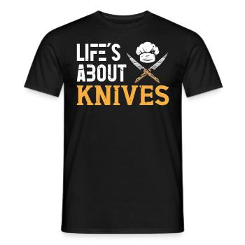 Koch Lifes About Knives Cooking Chef Chefs - Men's T-Shirt - black - Front - AI Model Male 178 light (178cm)
