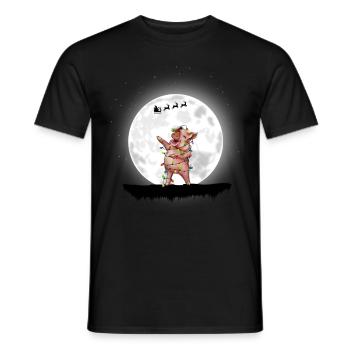 Cochon Lumières de Noël Farmer Noël - T-shirt homme - noir - Devant - AI Model Male 178 light (178cm)