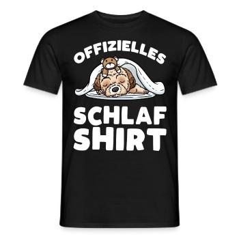 Maltipoo Hund Mit Kuscheltier Schlaf Schlummern - Männer T-Shirt - Schwarz - Vorne - AI Model Male 178 light (178cm)