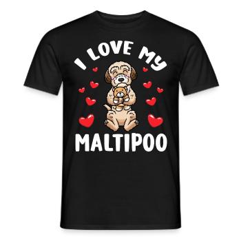 Maltipoo dog with cuddly toy - Men's T-Shirt - black - Front - AI Model Male 178 light (178cm)
