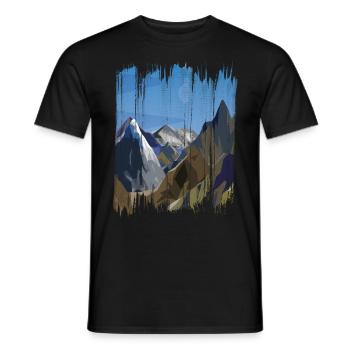MOUNTAIN LANDSCAPE WITH BRUSHSTROKES - Men's T-Shirt - black - Front - AI Model Male 178 light (178cm)
