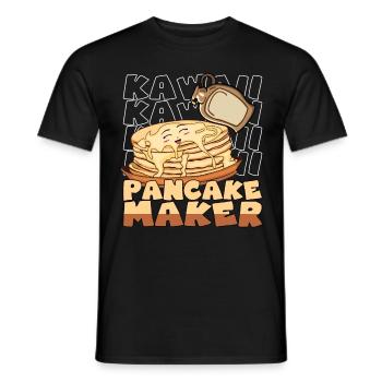 Kawaii Pancake Maker Lächelte Pfannkuchen Sirup - Männer T-Shirt - Schwarz - Vorne - AI Model Male 178 light (178cm)