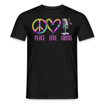 Karaoke Singer Retro Tie Dye Peace - Men's T-Shirt - black - Front - AI Model Male 178 light (178cm)