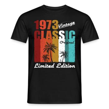 50e anniversaire Millésime 1973 Classique Original 1973 - T-shirt homme - noir - Devant - AI Model Male 178 light (178cm)