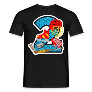 Eishockey 2. Geburtstagsparty Nummer 2 - 2 Jahre - Männer T-Shirt - Schwarz - Vorne - AI Model Male 178 light (178cm)