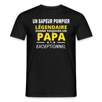 SAPEUR POMPIER légendaire drôle papa exceptionnel - T-shirt homme - noir - Devant - AI Model Male 178 light (178cm)