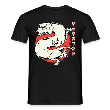 Japanese Dachshund Dragon Dog Fun Dachshund - Men's T-Shirt - black - Front - AI Model Male 178 light (178cm)