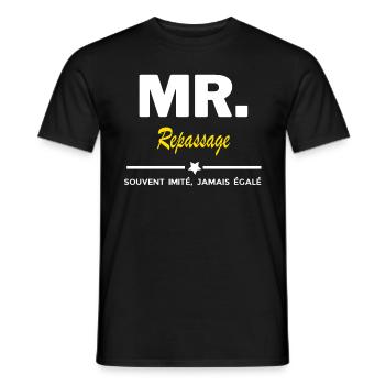 MR. souvent imité, jamais égalé Repassage - T-shirt homme - noir - Devant - AI Model Male 178 light (178cm)