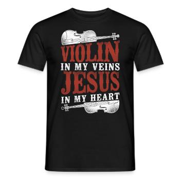 Violin Violinist Jesus Christian - Männer T-Shirt - Schwarz - Vorne - AI Model Male 178 light (178cm)