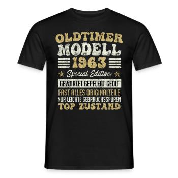 Oldtimer 1963er Modell 60 Jahre Männer - Männer T-Shirt - Schwarz - Vorne - AI Model Male 178 light (178cm)