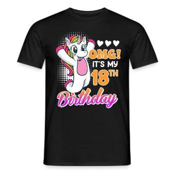 18 ans fille 18ème anniversaire licorne - T-shirt homme - noir - Devant - AI Model Male 178 light (178cm)