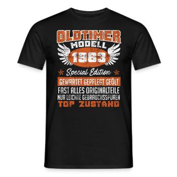 Oldtimer 1963er Modell 60 Jahre Männer - Männer T-Shirt - Schwarz - Vorne - AI Model Male 178 light (178cm)