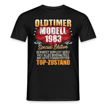 Oldtimer Modell 1983 40 Jahre 40. Geburtstag - Männer T-Shirt - Schwarz - Vorne - AI Model Male 178 light (178cm)