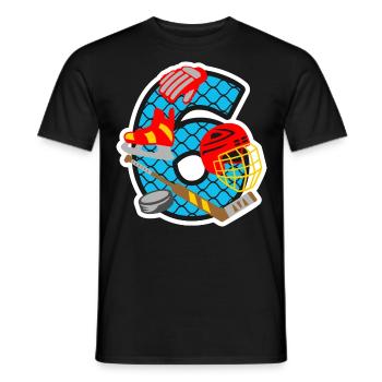 Ice Hockey 6th Birthday Party Number 6 - 6 Years - Men's T-Shirt - black - Front - AI Model Male 178 light (178cm)