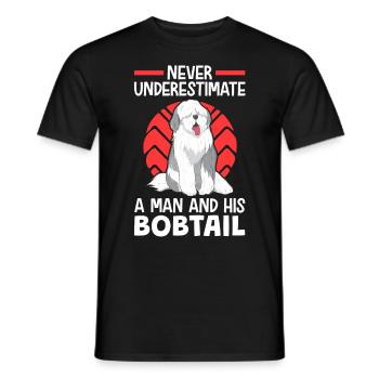 Girl with Bobtail Old English Bobtail - Men's T-Shirt - black - Front - AI Model Male 178 light (178cm)