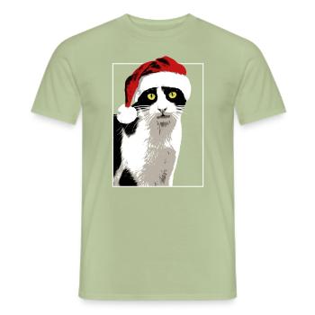 Christmas Katze Weihnachten Xmas weihnachtsmütze - Männer T-Shirt - Sage - Vorne - AI Model Male 178 light (178cm)