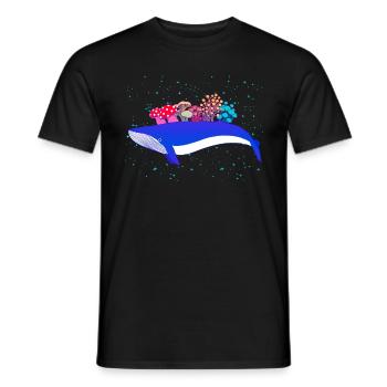 Surreal Whale Mushrooms Space Blue Whale - Men's T-Shirt - black - Front - AI Model Male 178 light (178cm)