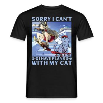 Sorry I Can't I Have Plans With My Cat - Männer T-Shirt - Schwarz - Vorne - AI Model Male 178 light (178cm)