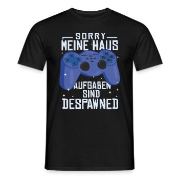 Hausaufgaben Despawned Gaming Gamer Zocken - Männer T-Shirt - Schwarz - Vorne - AI Model Male 178 light (178cm)