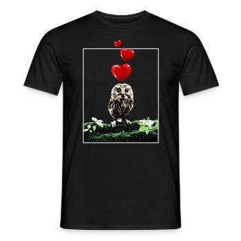 Süße Eule mit Herzen Vintage - Männer T-Shirt - Schwarz - Vorne - AI Model Male 178 light (178cm)