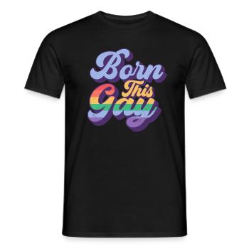 Schwul Lesbisch Regenbogen T-Shirt Geschenkidee - Männer T-Shirt - Schwarz - Vorne - AI Model Male 178 light (178cm)