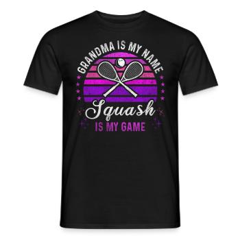 Squash Grandma Retro Sunset Squash Player - Men's T-Shirt - black - Front - AI Model Male 178 light (178cm)