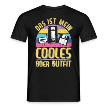 80er Jahre Outfit Party 1980er Motto Mottoparty - Männer T-Shirt - Schwarz - Vorne - AI Model Male 178 light (178cm)