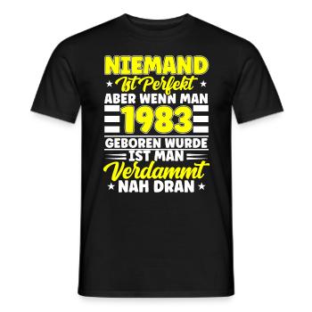 Niemand ist perfekt 1983 geboren 39. Geburtstag - Männer T-Shirt - Schwarz - Vorne - AI Model Male 178 light (178cm)