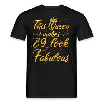 Cette reine fait 89 look Fabuleux 89e anniversaire - T-shirt homme - noir - Devant - AI Model Male 178 light (178cm)