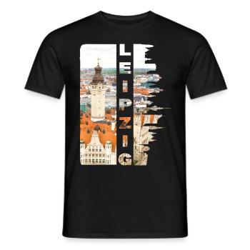 Leipzig Deutschland Stadt Skyline Heimat Liebe - Männer T-Shirt - Schwarz - Vorne - AI Model Male 178 light (178cm)